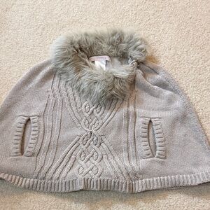 Janie and Jack Gray Cape with Faux Fur Collar